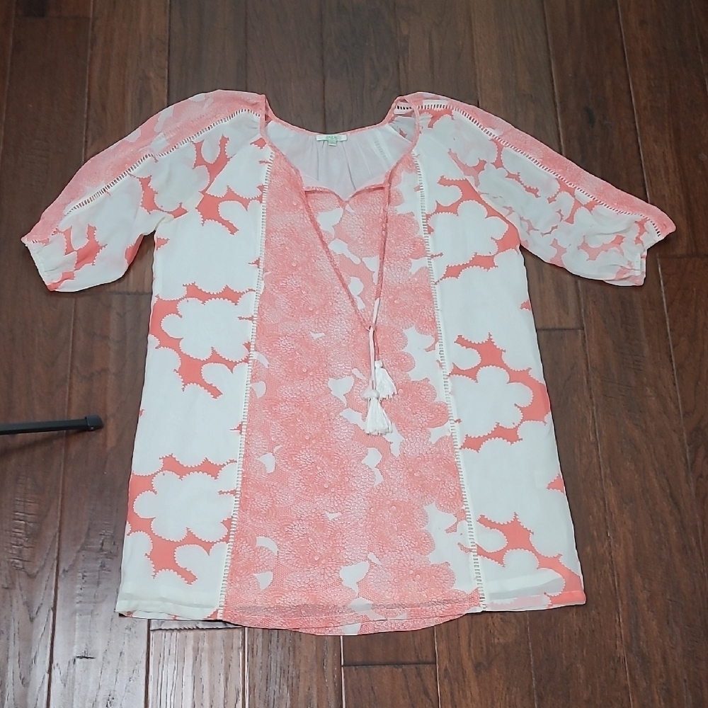 Jade Melody Tam Coral & White Mini Dress size XL